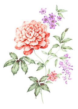 手繪花卉 合層
