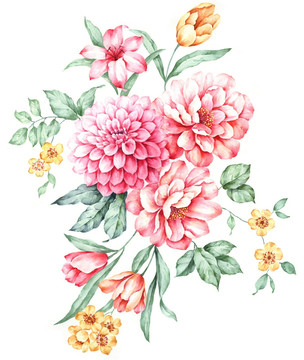 手繪花卉 合層