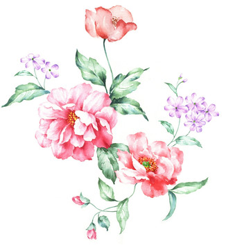 手繪花卉 合層
