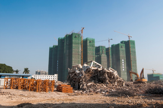 建筑工地 塔吊 深圳都市风光