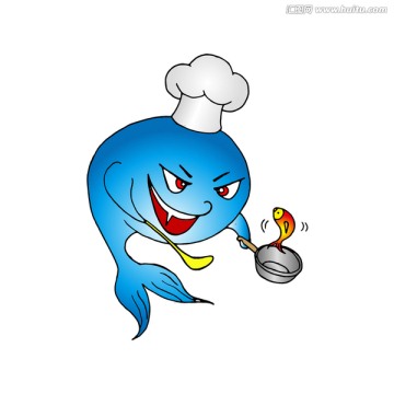正在炒菜的鯊魚廚師