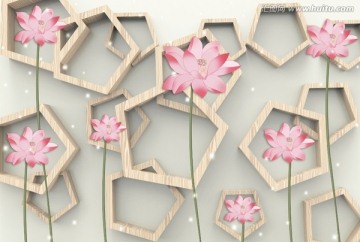 新穎3D壁畫(huà) 荷花