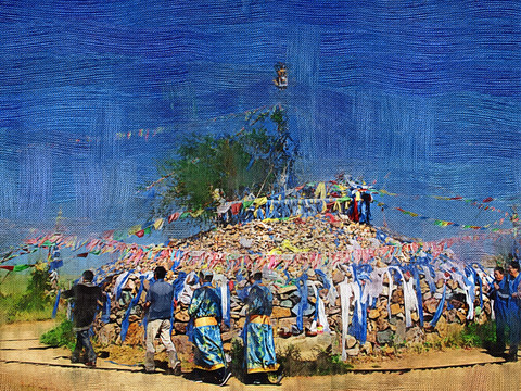 祭敖包 電腦油畫(huà)