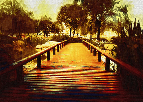 過道裝飾畫橋