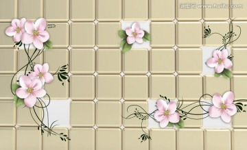 3D壁畫 花葉
