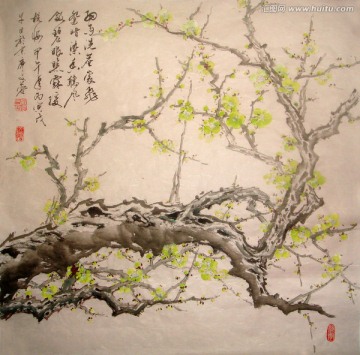 國畫綠梅