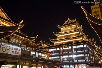 上海老街 豫园 夜景 中国元素