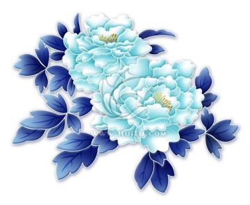 牡丹花 青花瓷 富貴花開(kāi) 手繪
