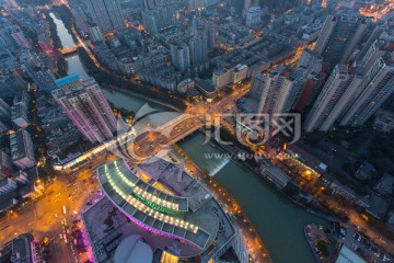 俯瞰成都夜景