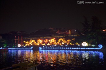 南京夫子庙 秦淮河 游园 夜景