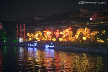 南京夫子庙 秦淮河 游园 夜景