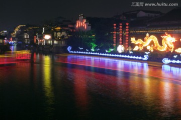 南京夫子庙 秦淮河 游园 夜景