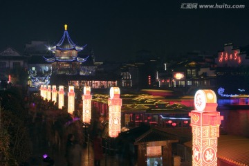 南京夫子庙 秦淮河 游园 夜景