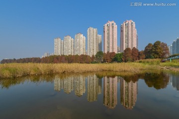 城市风光 湖滨建筑