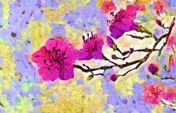 抽象畫 裝飾畫 無框畫 梅花