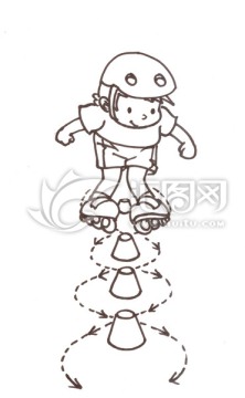 小朋友玩輪滑簡筆畫