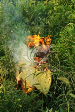 清明节上坟 祭祀 祭拜 火焰