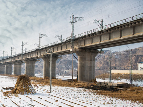 雪景 铁路大桥