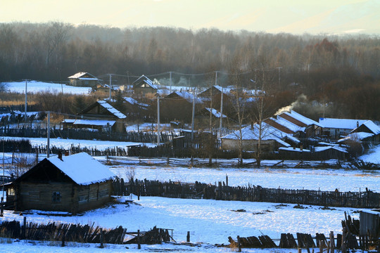 东北村庄雪景