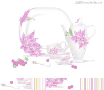 腰線花片組合廚房彩花茶具