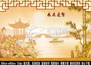3D壁畫浮雕唯美背景墻