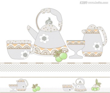 腰線花片組合廚房茶具