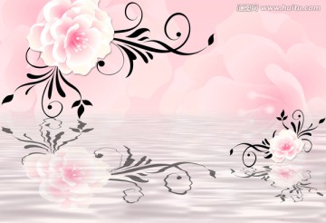 夢幻花朵倒影