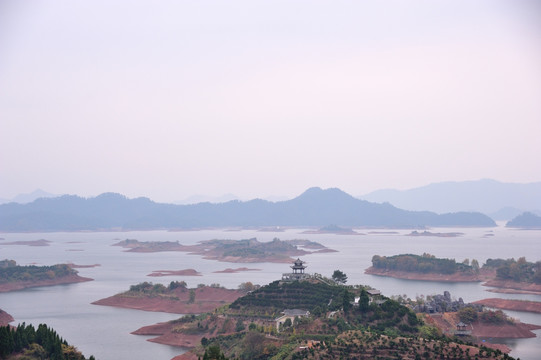 千岛湖 湖泊 远景 秋 白天