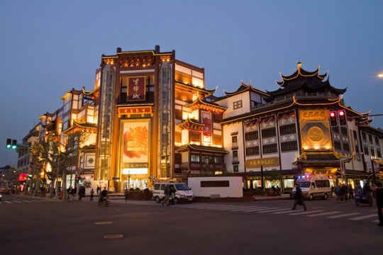 上海 豫园老街 商业区 夜景