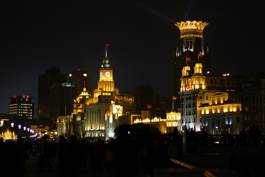 上海 外滩 夜景 建筑群 现代