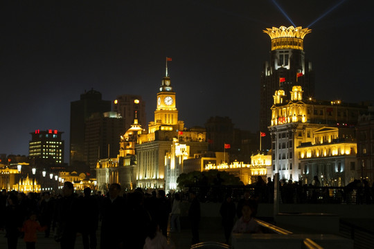 上海 外滩 夜景 建筑群 现代