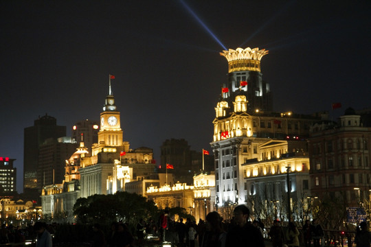 上海 外滩 夜景 建筑群 现代