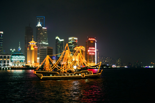 上海 外滩 夜景 浦江 游轮
