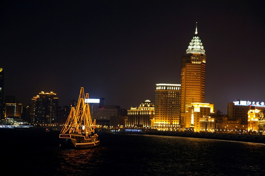 上海 外滩 夜景 浦江 游轮