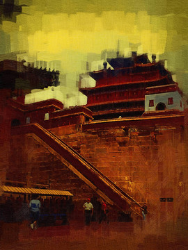 裝飾畫承德普寧寺大殿