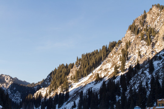 山中雪景