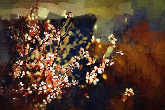 裝飾畫(huà)桃花未分層