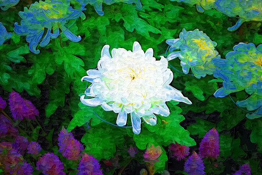 油畫 花