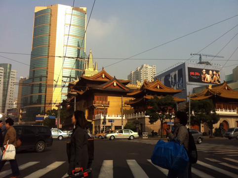上海 都市 街道 静安寺 现代
