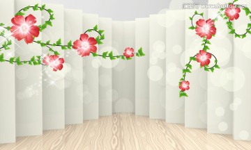 3D壁畫空間花開