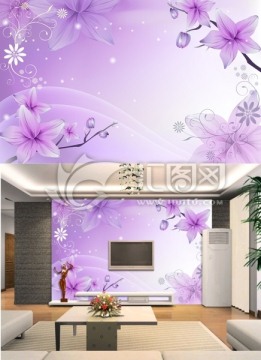 百合花 電視背景墻 裝飾畫