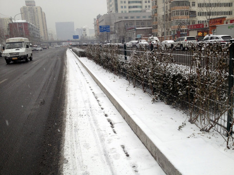 北京 城市 雪景 街道 社区