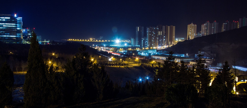 鸟瞰河口夜景