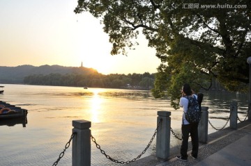 西湖 湖滨公园 傍晚