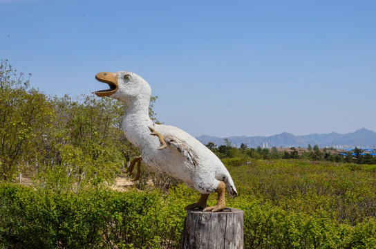朝阳地质公园 会鸟雕塑
