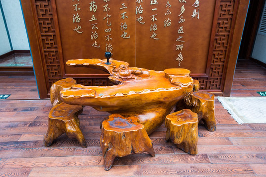 木雕茶水台