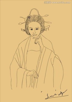 手繪古代美女