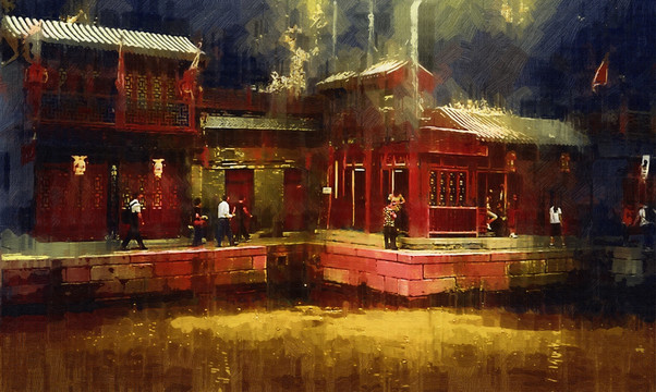 古鎮(zhèn)建筑畫(huà)