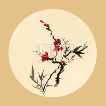 裝飾畫 梅花竹葉裝飾畫