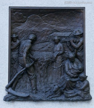 盐湖城摩门教铜雕画